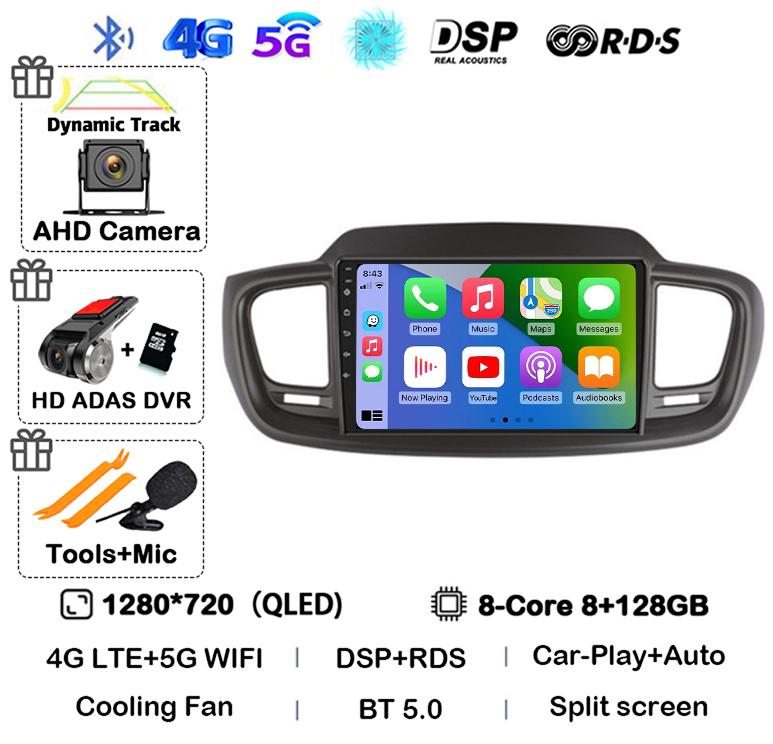Android 14 WIFI+4G Car Radio For Kia Sorento 3 2015 2016 2017 2018 Carplay Auto GPS Multimedia Player Stereo 360 Camera Audio BT