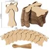 Inkdotpot 40pcs Bell Wooden Ornament with Holes 3.5" Unfinished Predrilled Natural Wood Slices for Crafts Wooden DIY Christmas Ornaments Hanging Ropes