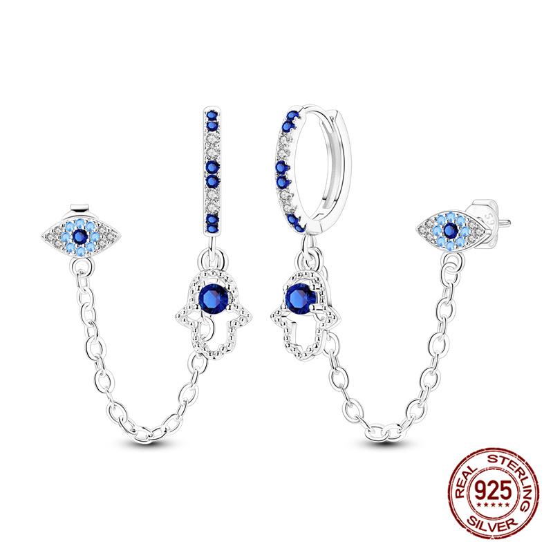 Original 100% 925 Silver Geometric Sun Moon And Stars Tassel Women's Earrings Party Anniversary Gift