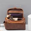 Large Capacity Cosmetic Makeup Bag PU Leather Storage Handbag Hanging Toiletry Bag Husband