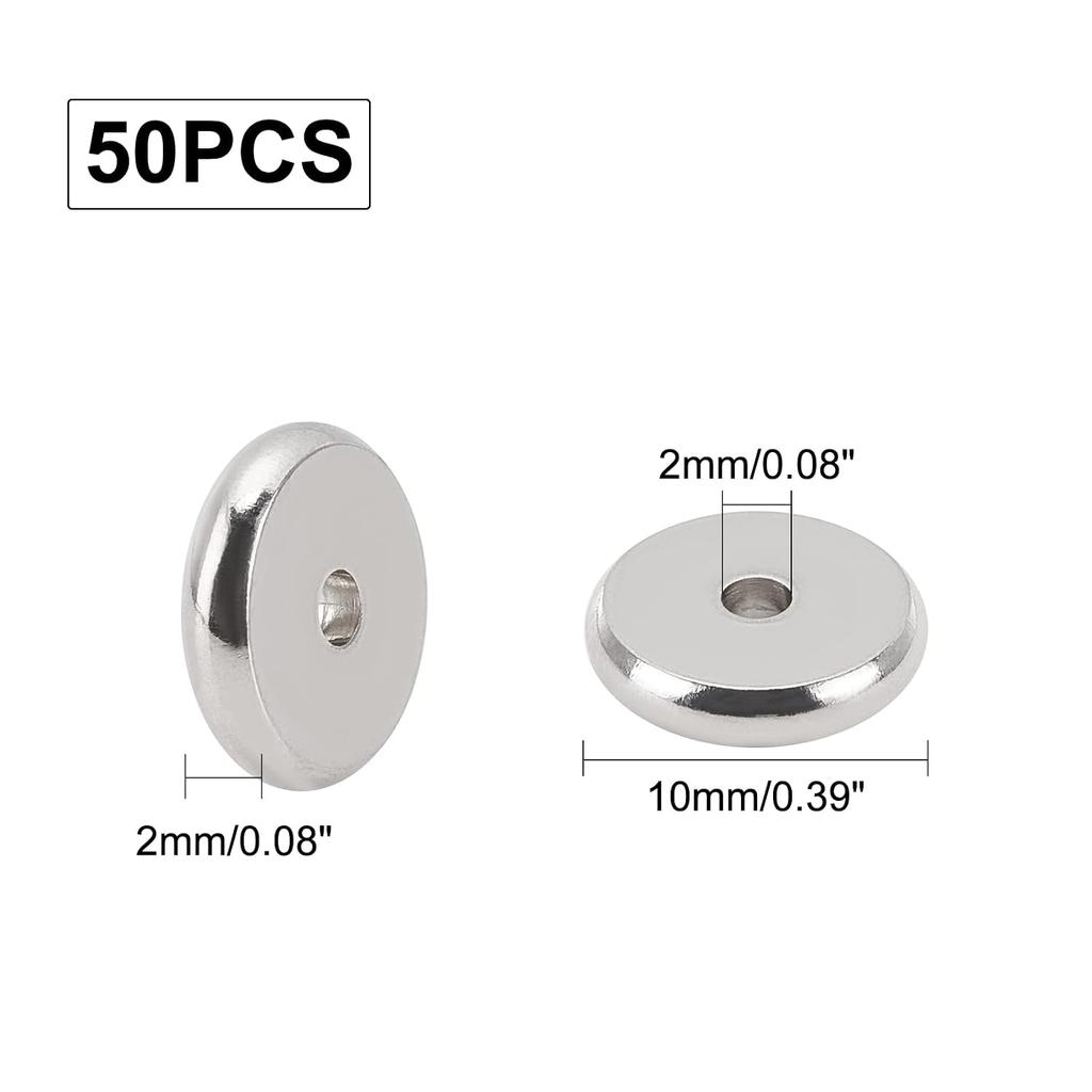 Tarnish Resistant 304 Stainless Steel Spacer Beads, Flat Round, Stainless Steel Color, 10x2mm, Hole: 2mm
