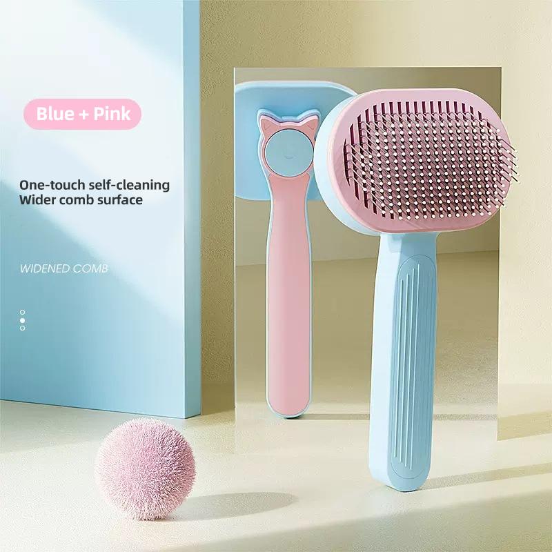 

HOOPET Чистящая массажная расческа для кошек и собак Инструмент для ухода за шерстью одним нажатием Чистящая щетка для кошек и собак