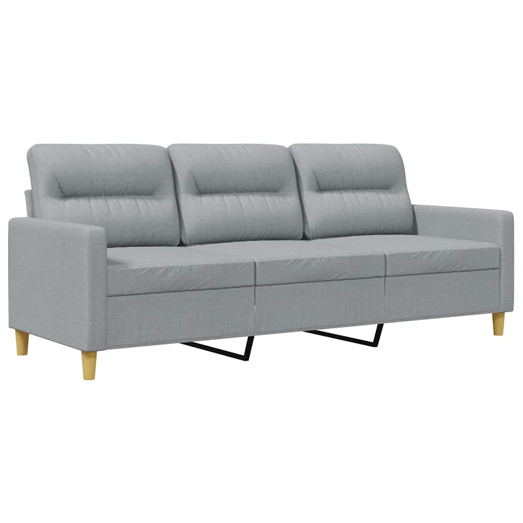 3 Seater Sofa Light Grey 180 Cm Fabric