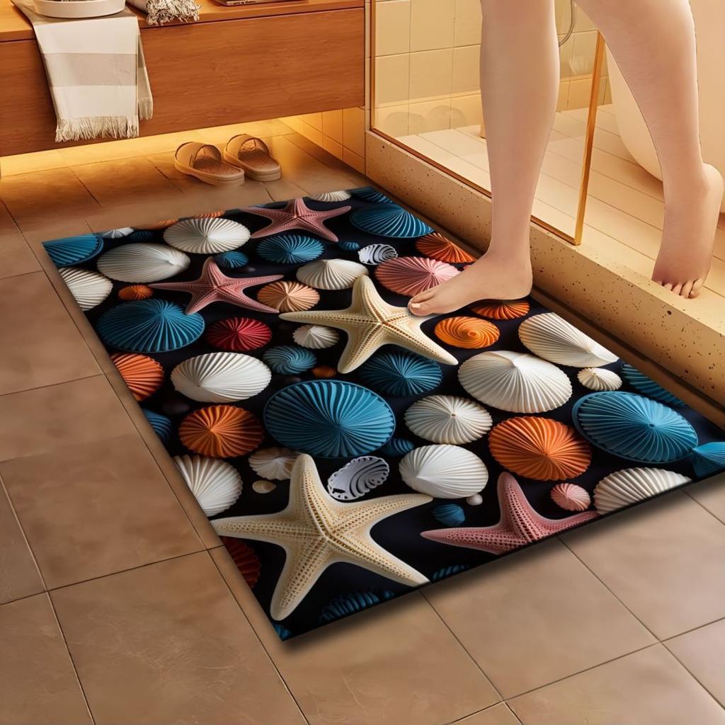Tapis de sol 3D coquillage antidérapant tapis de porte de salle de bain résistant à la saleté et antidérapant tapis de sol pour salle de bain