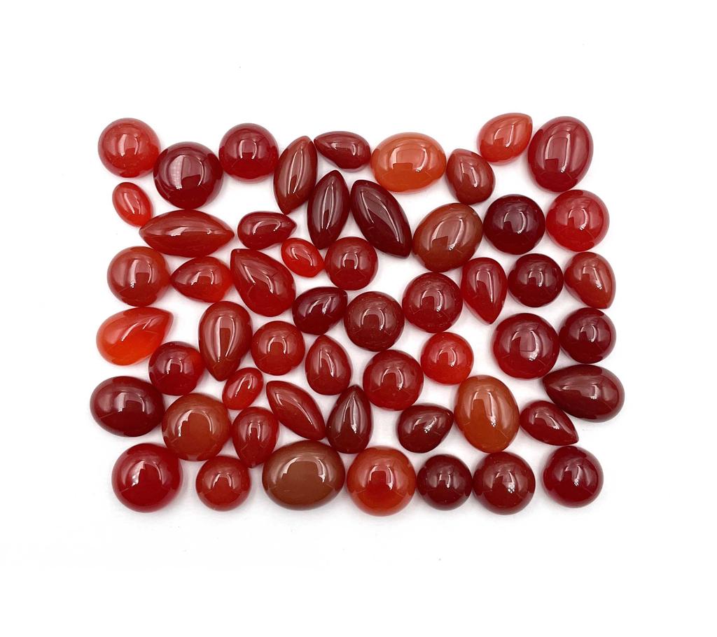 Natural Red Onyx Mix Shape Cabochon Loose Gemstone Lot 30-35 Pcs 7-11 MM 100 CT Red Onyx Cabochon Gemstone For Jewelry Making