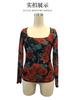 Leichtes Hemd für Damen Ästhetische Blumenstickerei Bluse Bischofsärmel Knöpfe V-Ausschnitt Hemd Tops Ausgehhemd