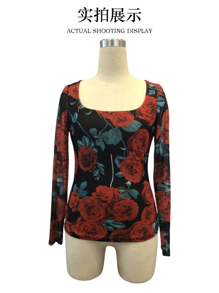 Leichtes Hemd für Damen Ästhetische Blumenstickerei Bluse Bischofsärmel Knöpfe V-Ausschnitt Hemd Tops Ausgehhemd