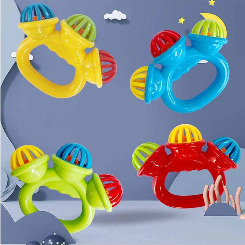 1pcs Infant comfort rattle 0-3 years ringing three-headed be Hand Grasping Ball Toys Rattle Early Educational Hand Bell Baby toy