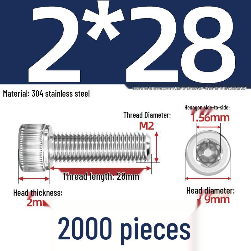 304 Stainless Steel Hex Socket Head Cap Screws, M2-M10, Extended Length