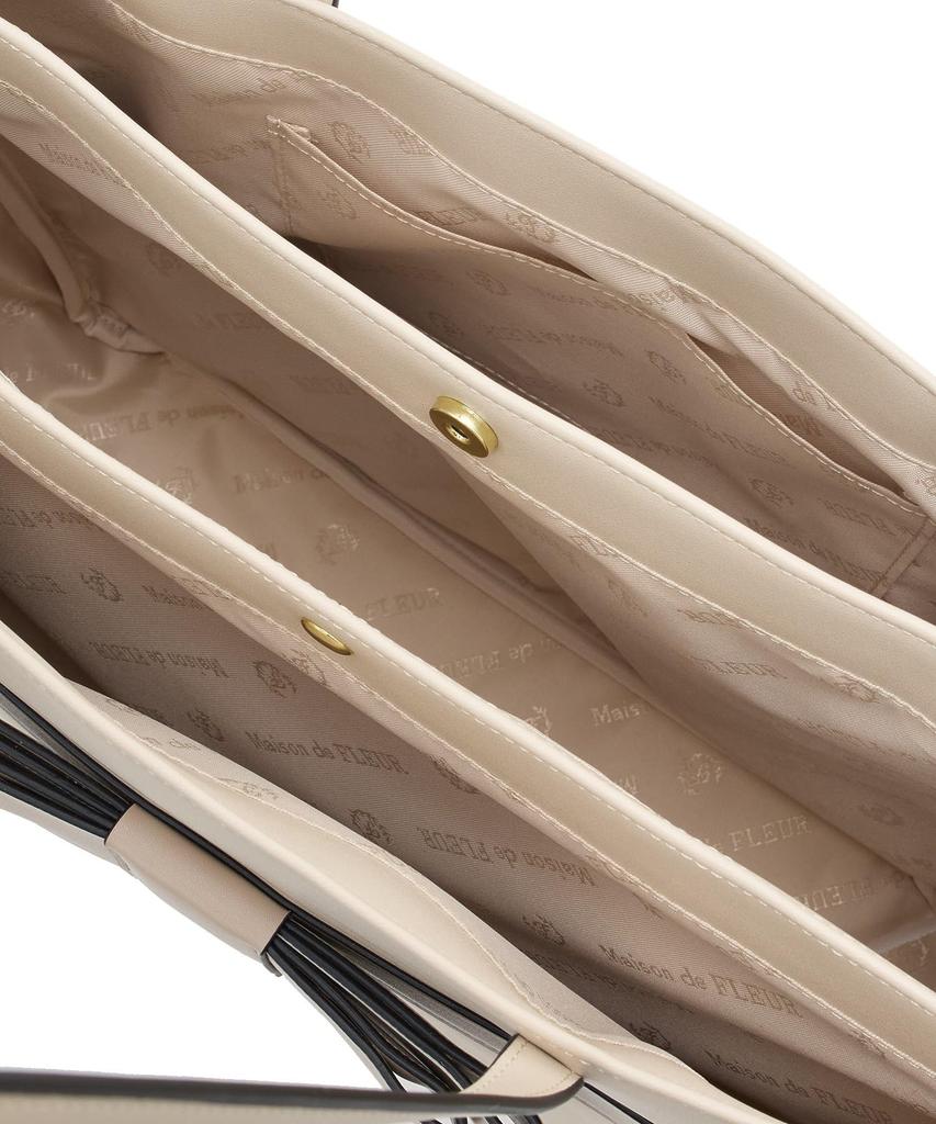 Maison de FLEUR Front Ribbon 3-Room Tote Bag, Light Beige, 08000223300