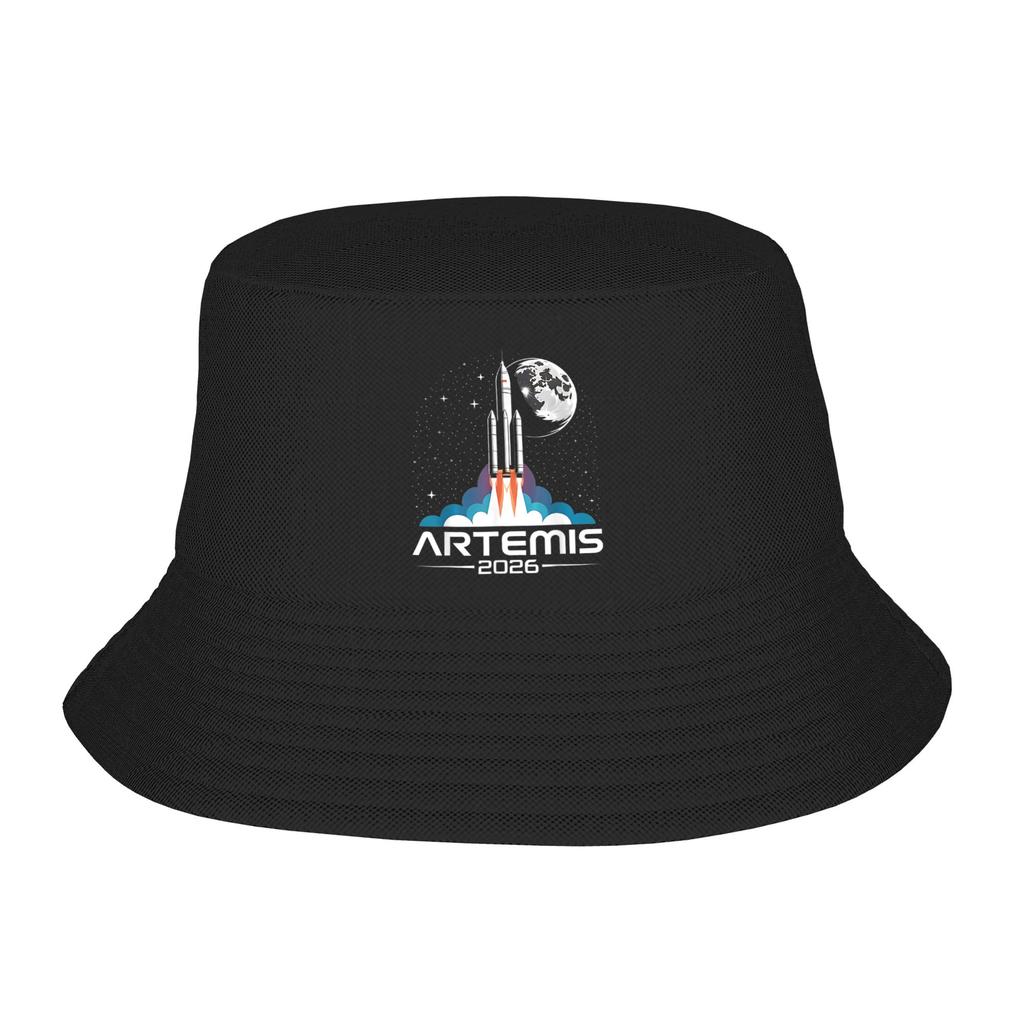 Artemis Launch To The Moon Bucket Hat Streetwear FisherUnisex Caps For Unisex Women Travel Hiking Visor Hats Soft Fold Design Cap