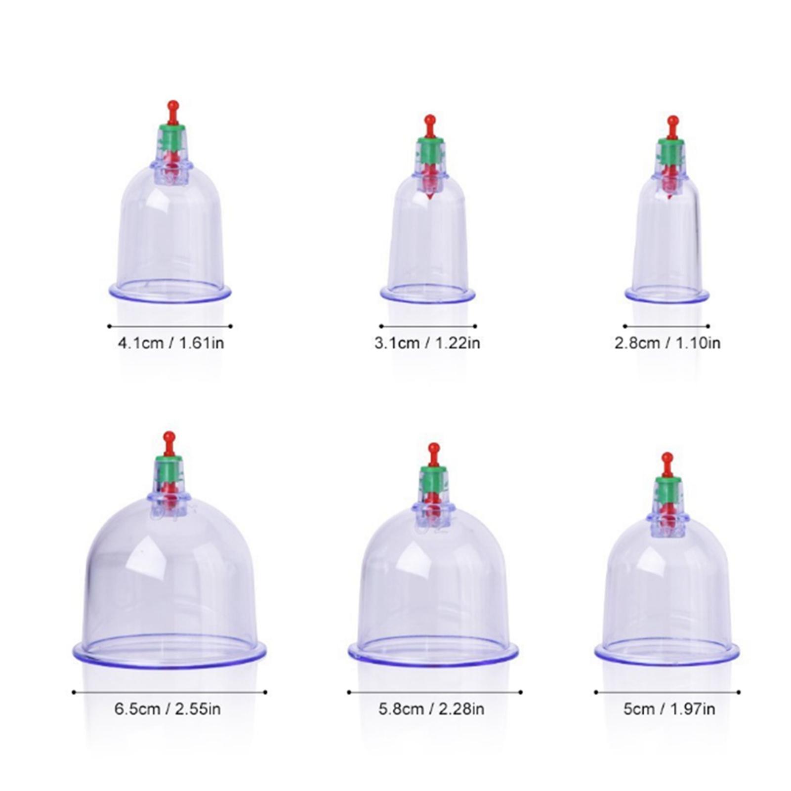 

12 шт. Прозрачный китайский баночный массажный набор для терапии разного размера - уменьшение морщин увеличение