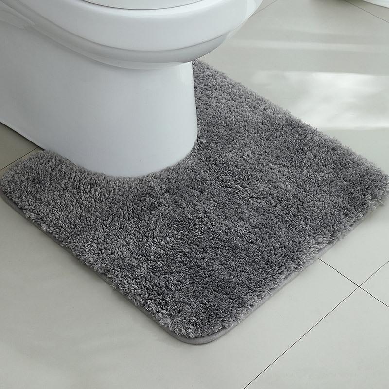Thickened U-Shaped Non-Slip Absorbent Toilet Mat - Dirt-Resistant Bathroom and Bedside Carpet