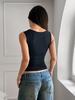 Y2K Style Square Neck Button Sleeveless Camisole for Women