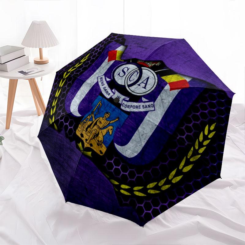 Royal Sporting Club Anderlecht pattern, automatic folding umbrella, portable and foldable design, 8 ribs, a Christmas or birthday gift.