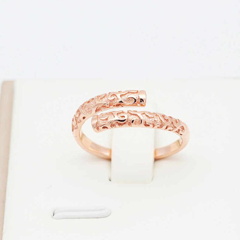 Color Gold Luxury Hollow Pattern Gold Hoop Ring Plated Rose Gold Variety Pure Purple Gold Ring