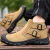 Fashion High Top Safety Shoes Man Steel Toe Work Shoes Protective Work Safety Boots for Men Women Non-slip Suede Leather Welder Shoes