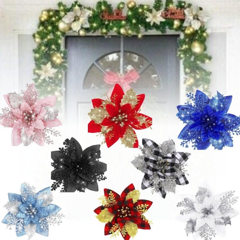 Christmas Flower Tree Garland Xmas Wreath Fireplace Door Decor Room Ornament