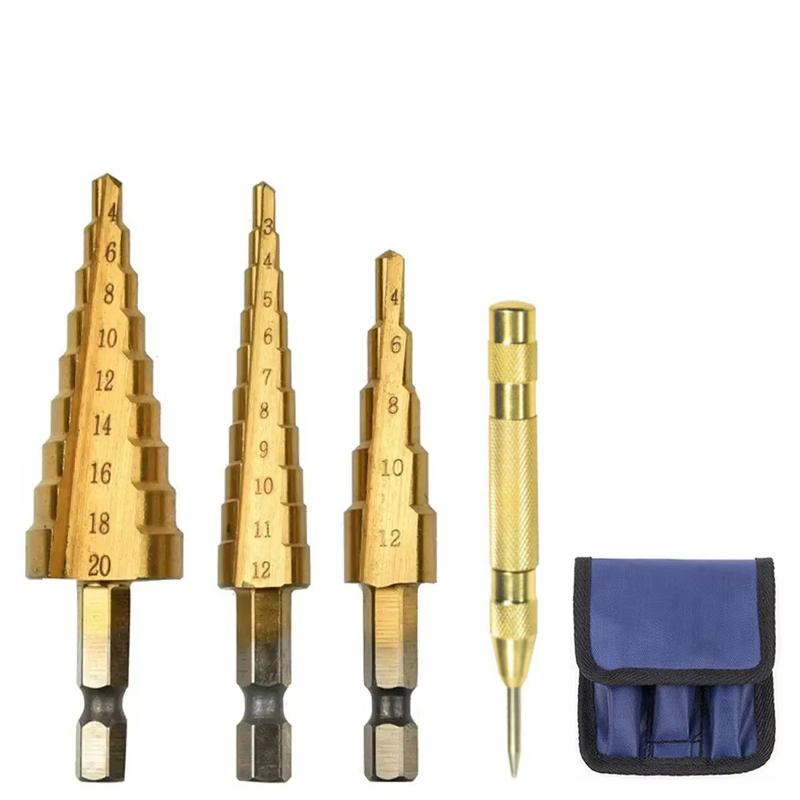 3-12 mm 4-12 mm 4-20 mm HSS Titanium Coated Step Drill Bit High Speed Steel Metal Wood Hole Cutter Cone Drilling Tool