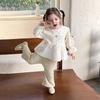 2026 Spring Floral Doll Shirt & Korean-Style Two-Piece Set for Infant and Toddler Girls