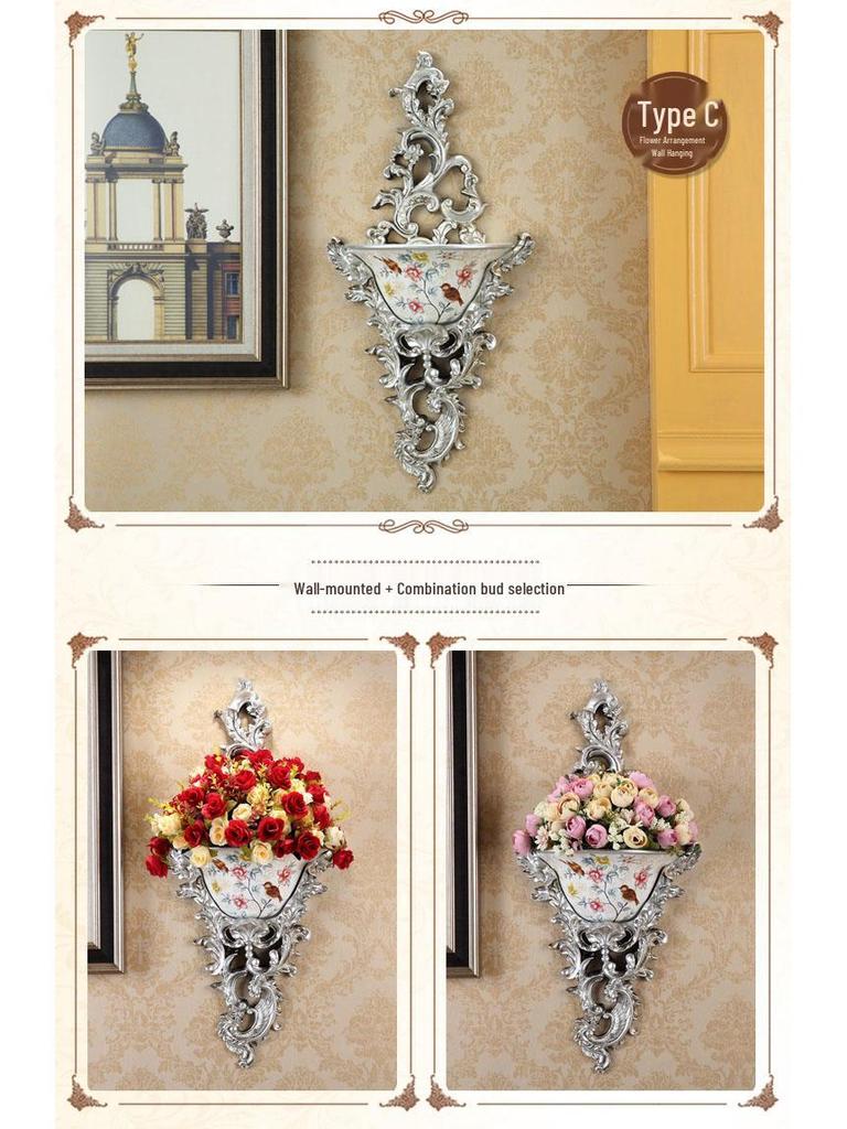 European Wall-Mounted Vase: Creative Resin Ornament for Retro Home Decor