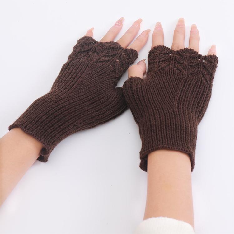 Winter Hand Gloves Soft Warm Gloves Stretchy Fingerless Mittens With Thumb Hole