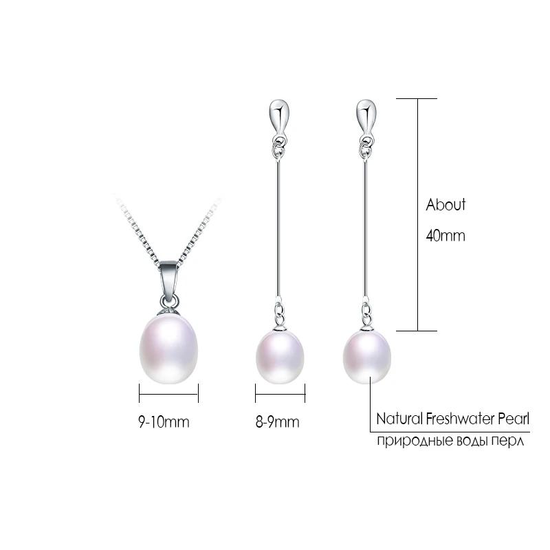 HENGSHENG Black Pearl Set 4 Colors Real Freshwater Pearl Jewelry Set For Women,Pendant Earrings With 925 Silver Jewelry