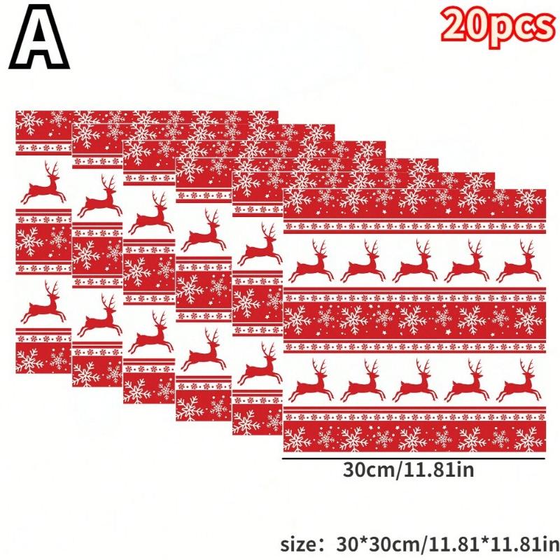 

20Pcs Christmas Grease Resistant Food Wrapping Paper Anti-Oil Wrappers for Sandwiches Hamburgers Fried Chicken Tray Liners оленевий