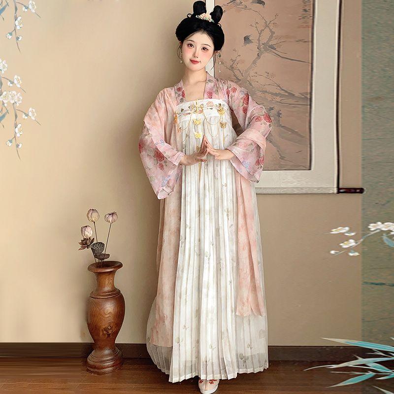Rose Manor Theme Restores The Style Of A One-piece Chest-length Pleated Skirt In The Chinese Tang Dynasty