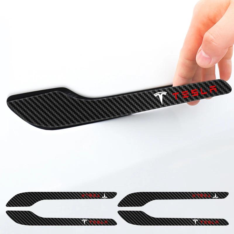 AMN1 Car Door Handle Protector with Car Sticker Door Sill Protector Stickers For Tesla Model 3 Model X Y Style Roadster