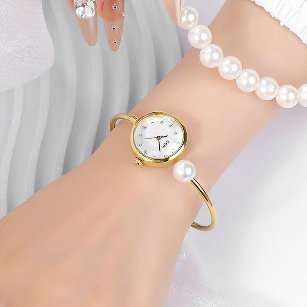 GEDI Women's Pearl Bracelet Watch Elegant Wristwatches Gifts Quartz Ladies Watches Luxury Niche Fashion Casual