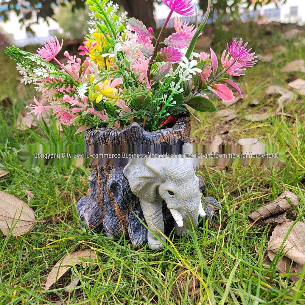 Bedårande sittande stor mage blomkruka skulptur för trädgård eller gräsmatta