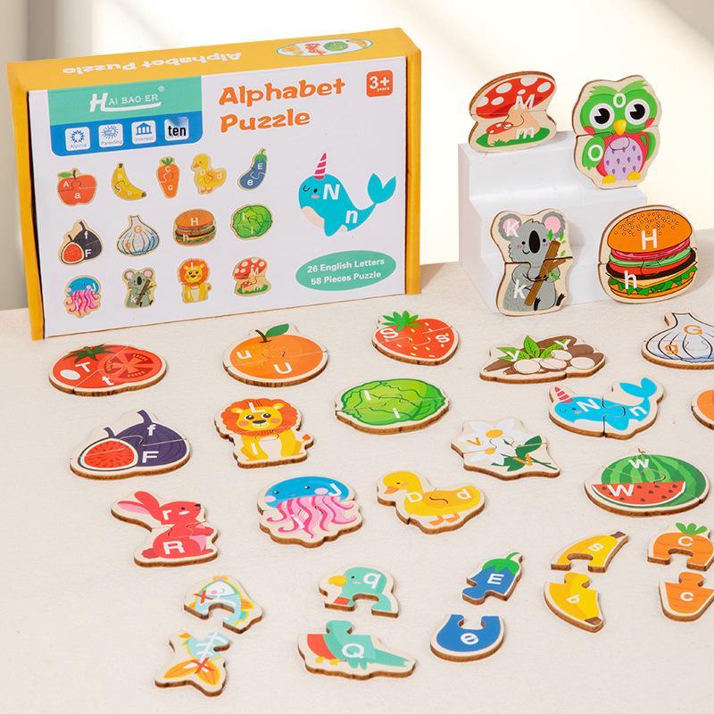

Wooden Alphabet Puzzle: Early Education Toy for Children Ages 3-6.