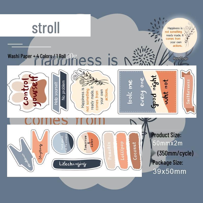 Basic Style Washi Paper Planner Tape with Pre-Cut Versatile Elements