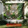 Rustic Cobblestone Wall Tapestry, Green Ivy Vines On Natural Rock Wall Hanging for Patio and Balcony