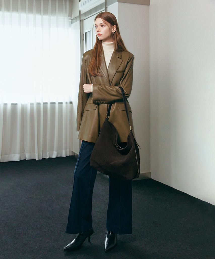 Clave Ellie Suede Dark Brown Tote Bag
