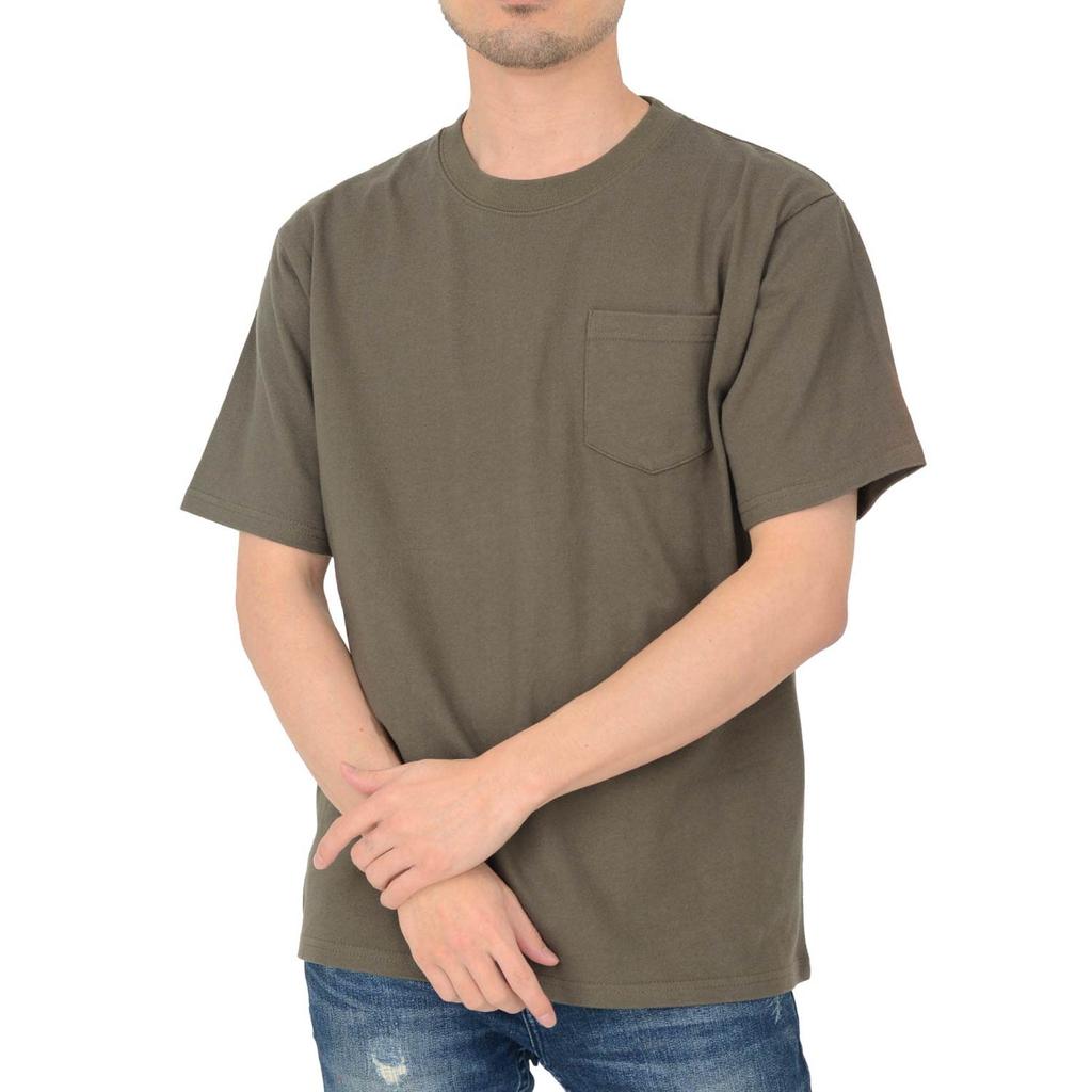 T-Shirt.ST Men's 10.2oz Khaki T-Shirt, Short Sleeve, Solid Color, Super Heavyweight Cotton with Pocket, Size XL