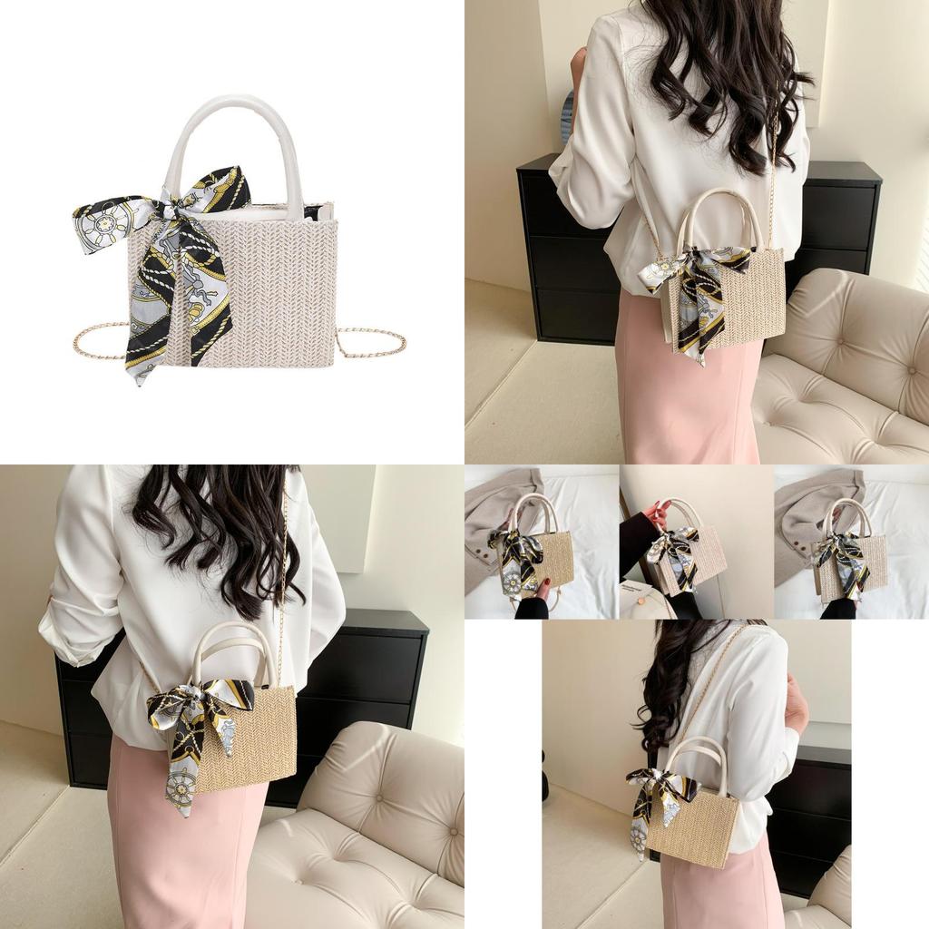 Fashionable Minimalist Chain Strap Shoulder Bag Stylish Handbag For Women In White And Khaki