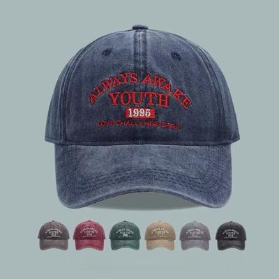 New Cotton Retro Vintage Baseball Cap Men Women Denim Embroidered Letters Hat Cotton Soft Top Caps Casual Retro Unisex Hats