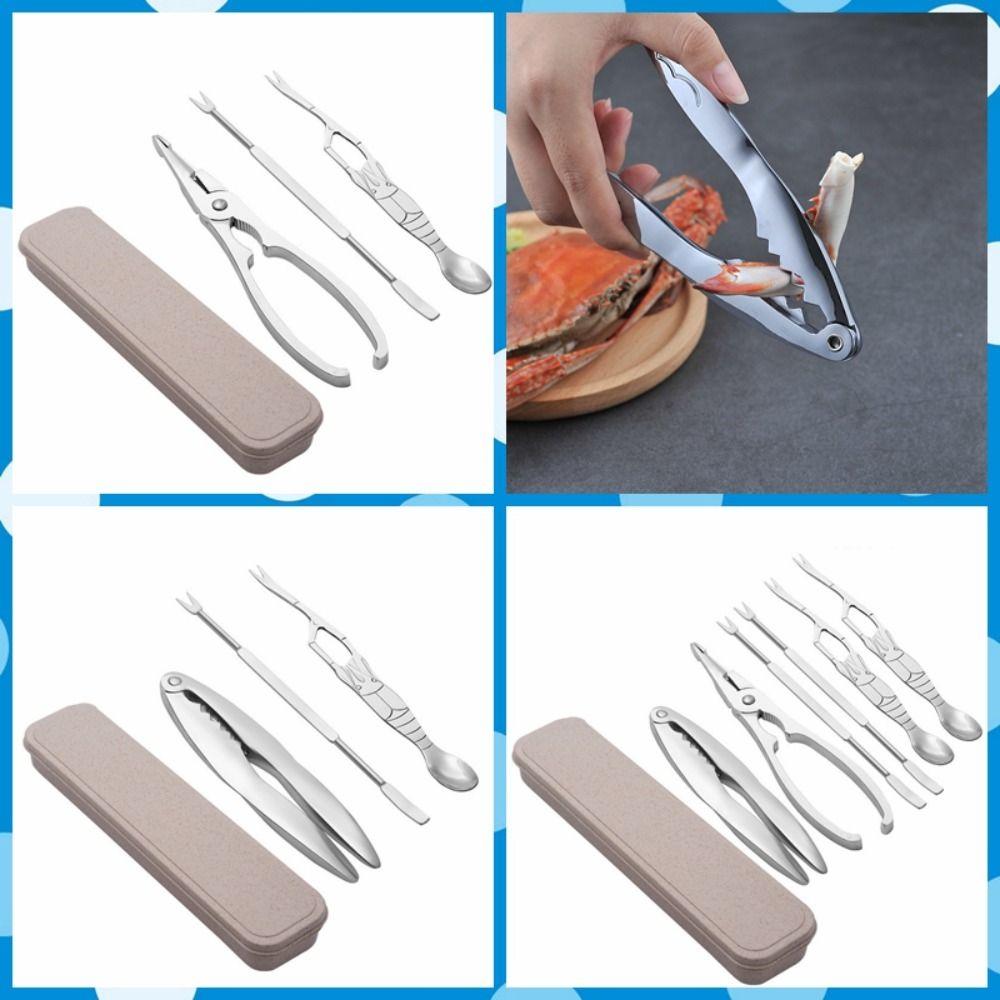 3/6pcs Professional Seafood Tool Set Printed Nut Pliers Lobster Pliers  Picking Meat