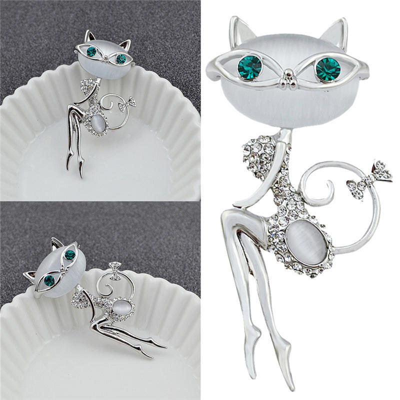 Opal   Little Cat Brooch Pin Animal Cute Sexy Jewelry