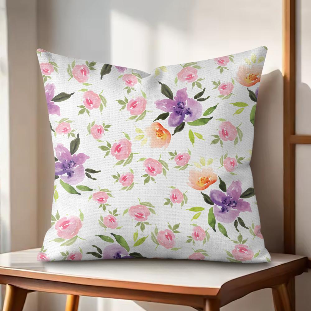 Minimalist Floral Art Cushion Cover Natural Linen Organic Fabric DoubleSided Printing Couch Pillow Covers Home Decor Gift