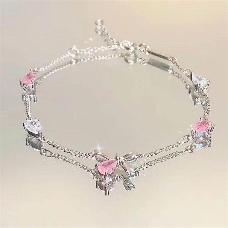 Sparkling Cherry Blossoms Bracelets for Women Fashion Temperament Wave Moon Flower Adjustable Bracelet Wedding Jewelry Gifts