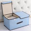 Foldable Cotton & Linen Large Storage Box with Double Lid for Miscellaneous Items and Underwear.