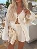 2026 European Summer Women's Solid Color Tie-Up Top and Shorts Set