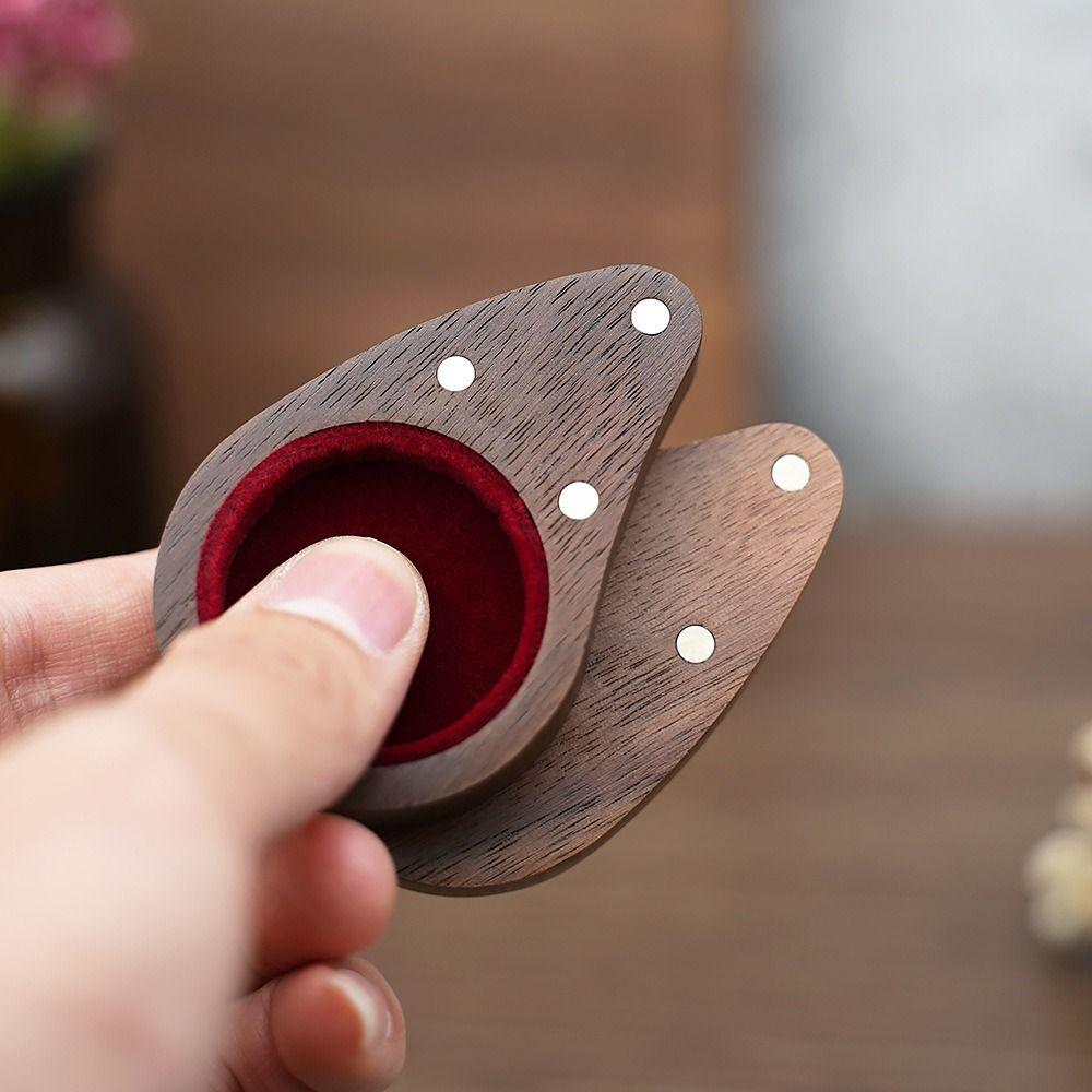 Portable Wooden Jewelry Box Walnut Wood Earring Storage Box Creative Engagement Ring Box  Birthday