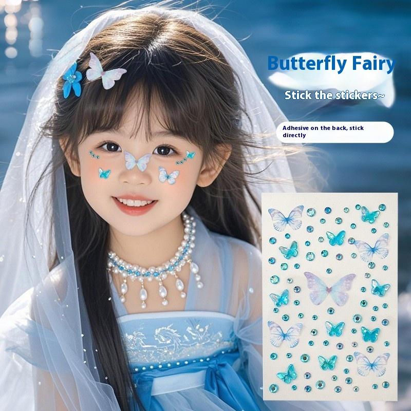 1 Blatt Elfen Schmetterling Gesichtsaufkleber Kawaii Selbstklebend Weben Schmetterling Deko Für Bühne Konzert Make-up Zubehör