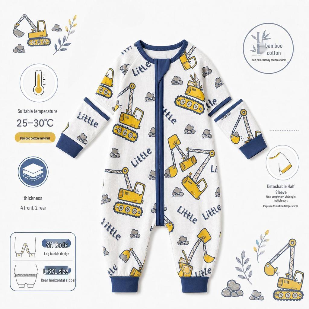 Bamboo Cotton Baby Sleeper: Split-Leg, Lightweight, Anti-Kick, All-Season Pajamas