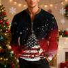 Mens Christmas Sweater Zip Up Sweatshirts Vintage Knit Graphic Sweatshirt Xmas Stand Collar Pullover