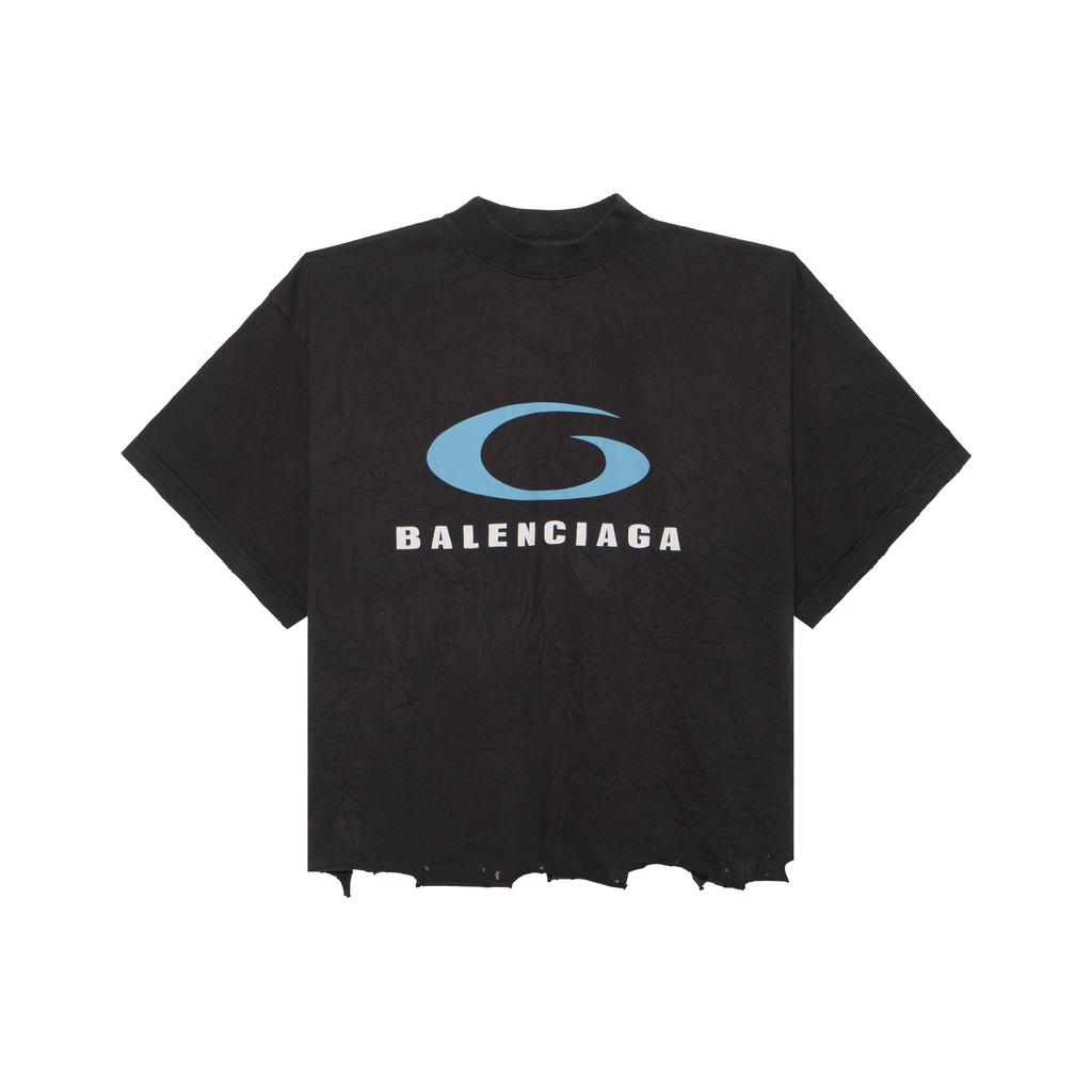 Balenciaga Loop Sports Icon Destroyed Cropped T-Shirt 783399TRVC23521